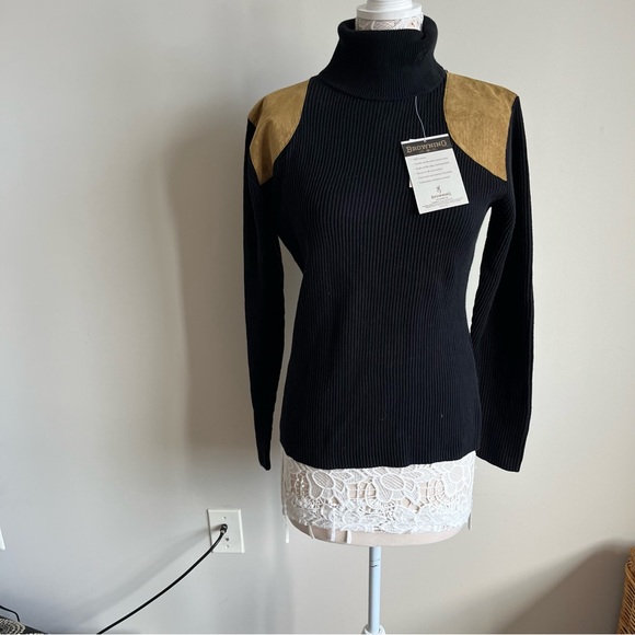 Browning Sweaters - Browning Poor Girl Black with TAN Turtleneck Sweater